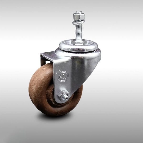 3 Inch SS High Temp Glass Filled Nylon Swivel 3/8 Inch Threaded Stem Caster SCC